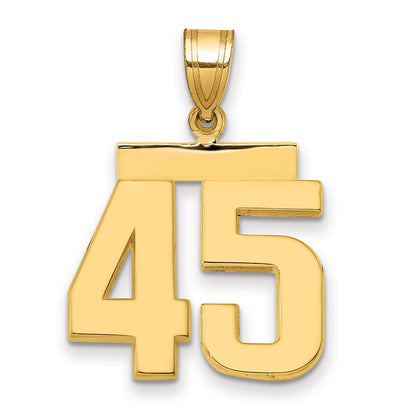 14K Gelbgold Charm „Nummer 45", mittelgroß, poliert