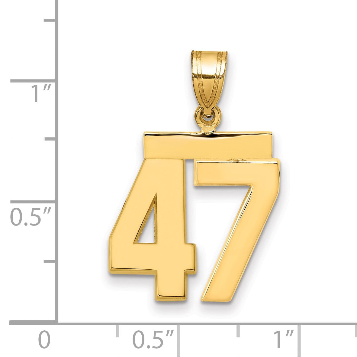 14K Gelbgold Mittelgroßer Polierter Zahlen-Charm "47