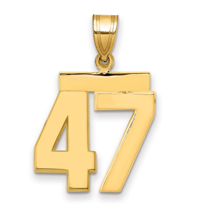 14K Gelbgold Mittelgroßer Polierter Zahlen-Charm "47
