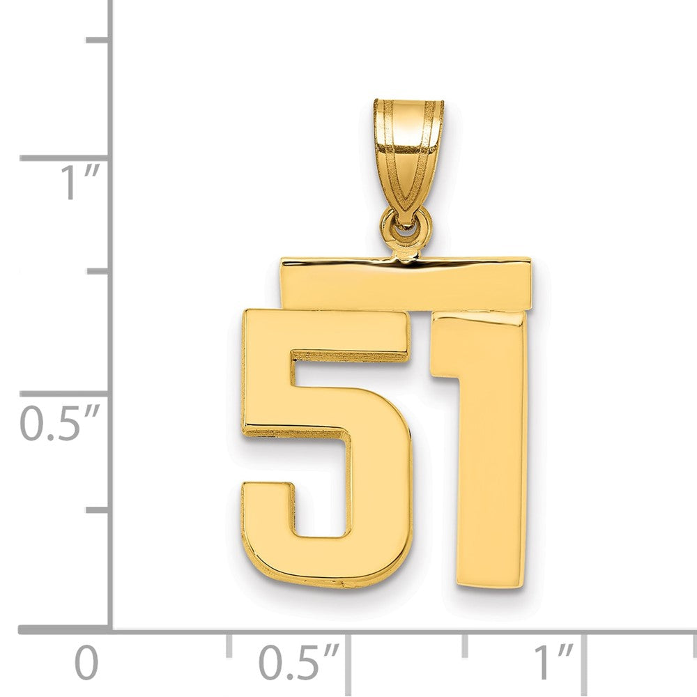 10K Gelbgold Mittel Poliert Zahl 51 Charm