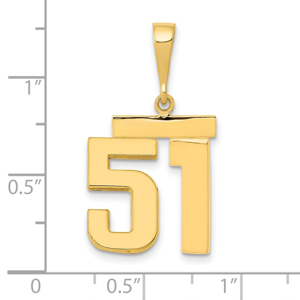 14K Gelbgold Mittlerer Polierter Zahl-51-Charm