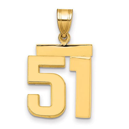 10K Gelbgold Mittel Poliert Zahl 51 Charm
