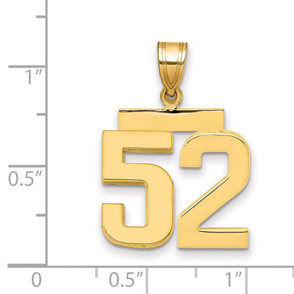 14K Gelbgold Charm „Nummer 52", mittelgroß, poliert