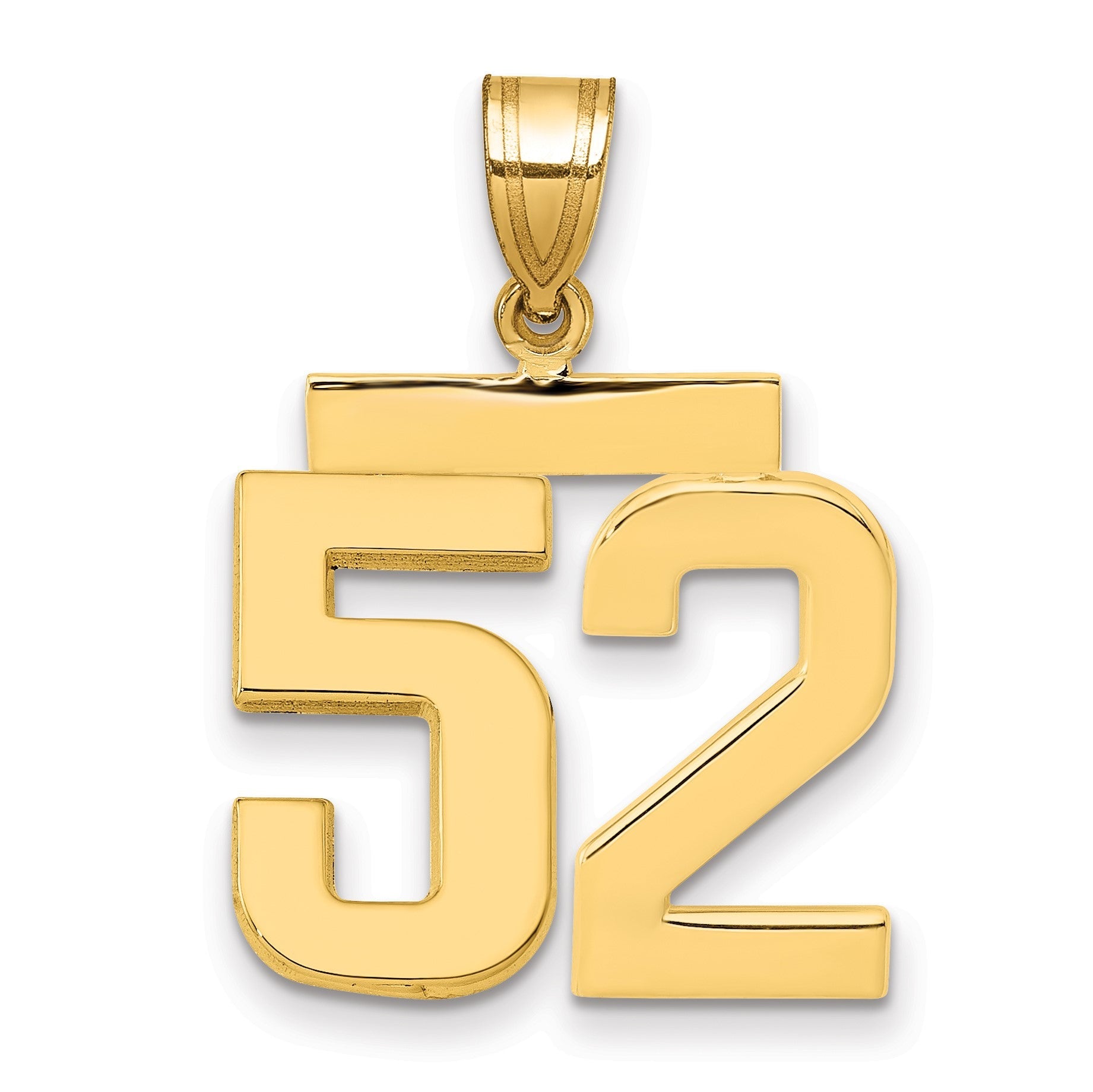 14K Gelbgold Charm „Nummer 52", mittelgroß, poliert