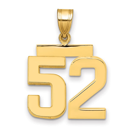 14K Gelbgold Charm „Nummer 52", mittelgroß, poliert