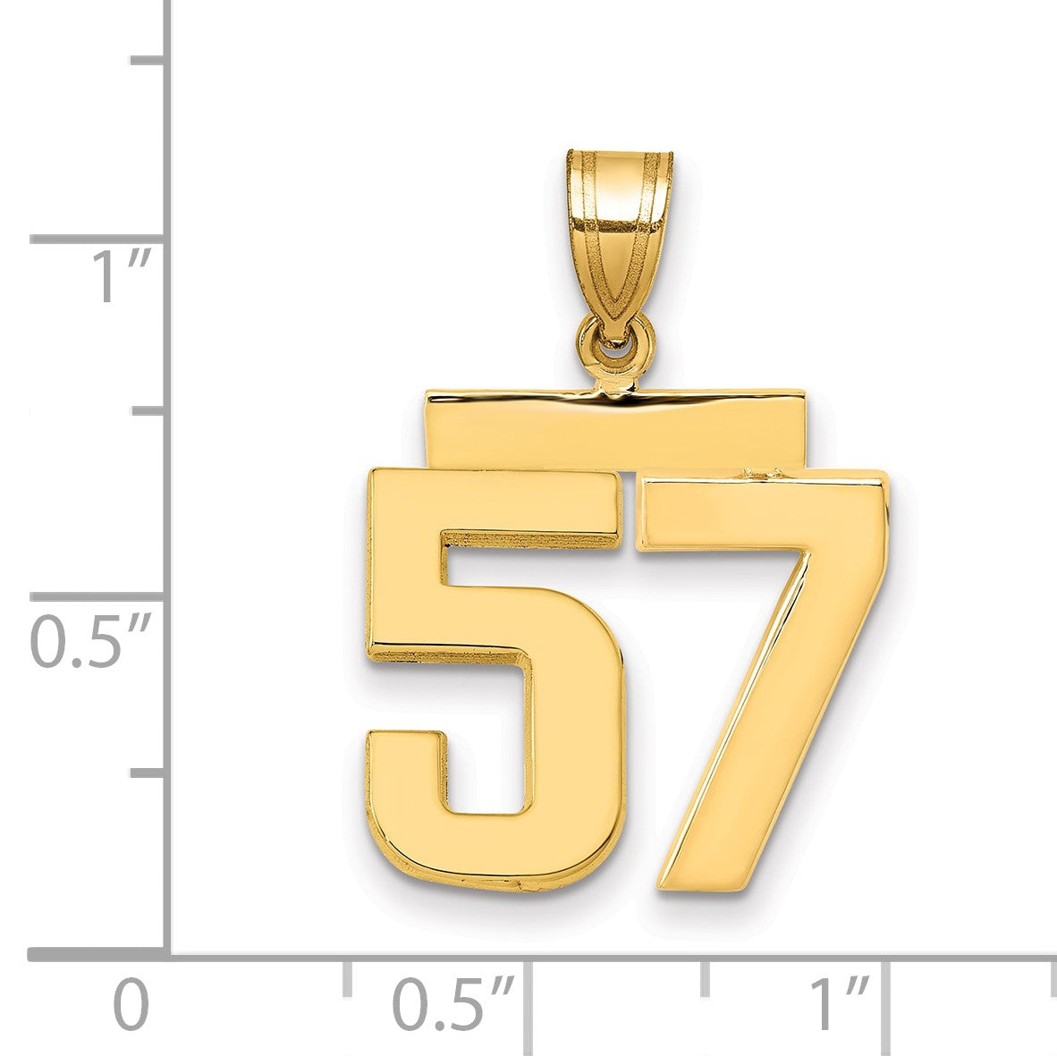 14K Gelbgold Charm "Zahl 57", mittelgroß, poliert