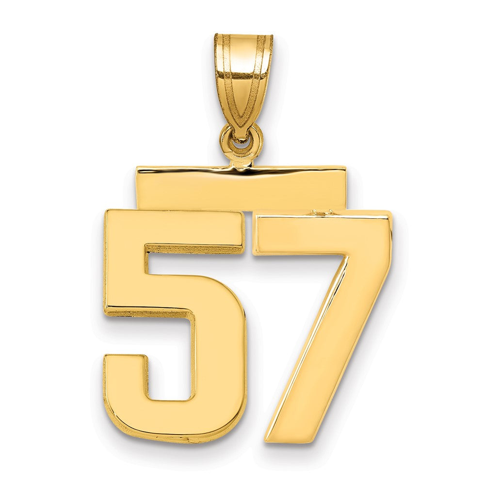 10K Gelbgold Mittel Poliert Zahl 57 Charm