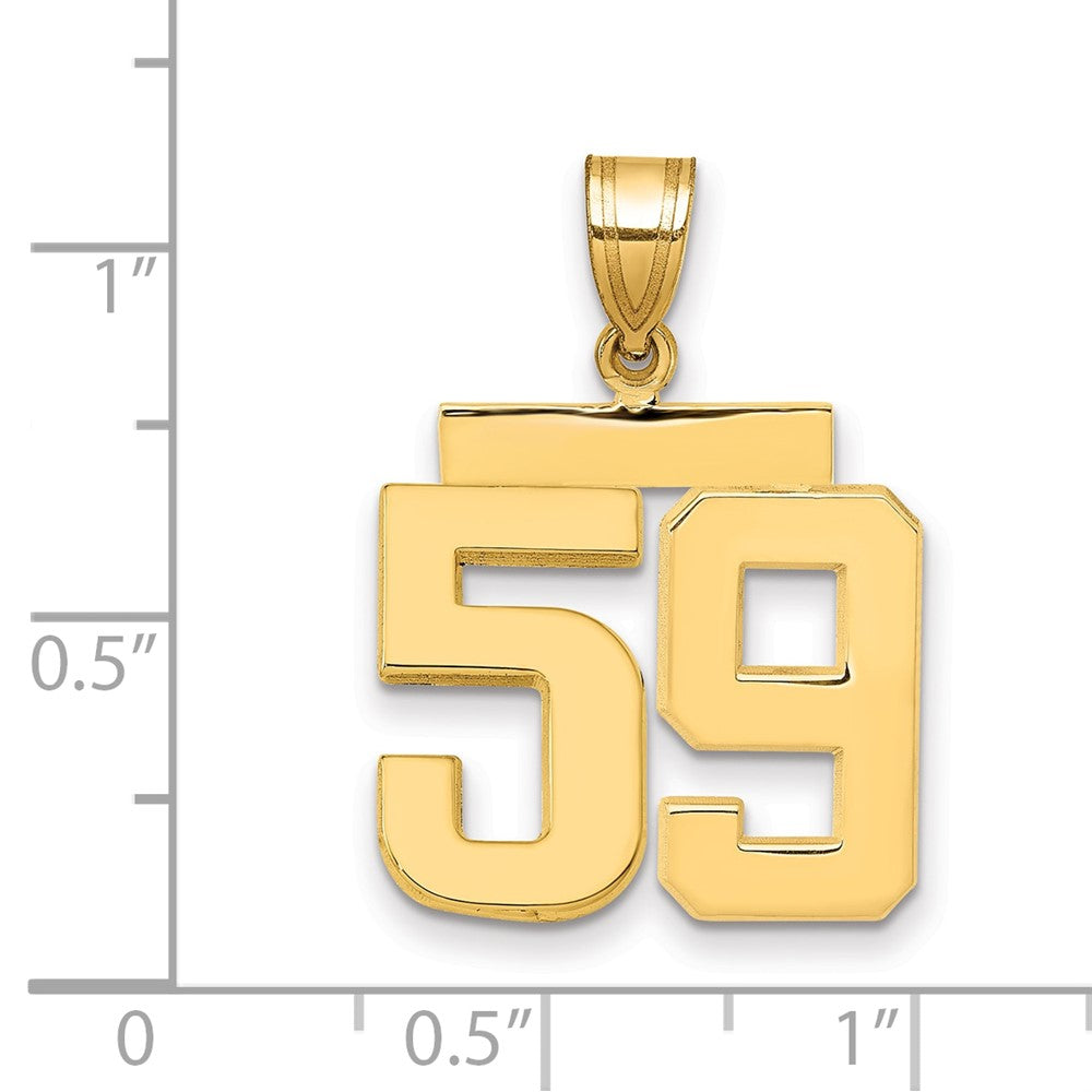 585 Gelbgold Mittelgroßer Polierter Zahl-59-Charm