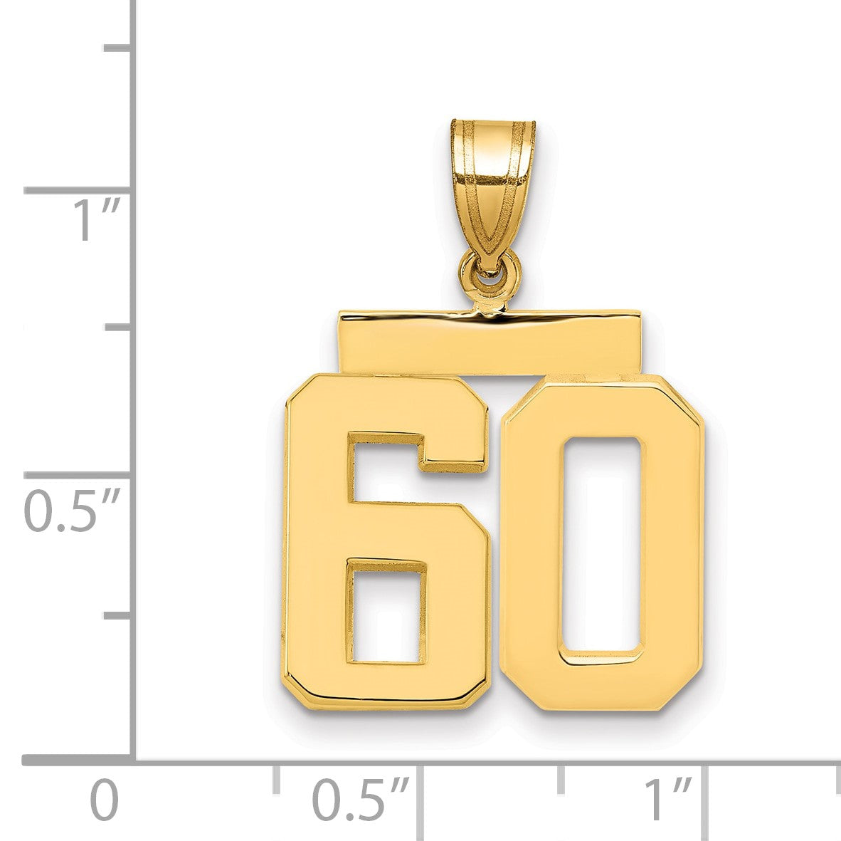585 Gelbgold Charm „Zahl 60“, mittelgroß, poliert
