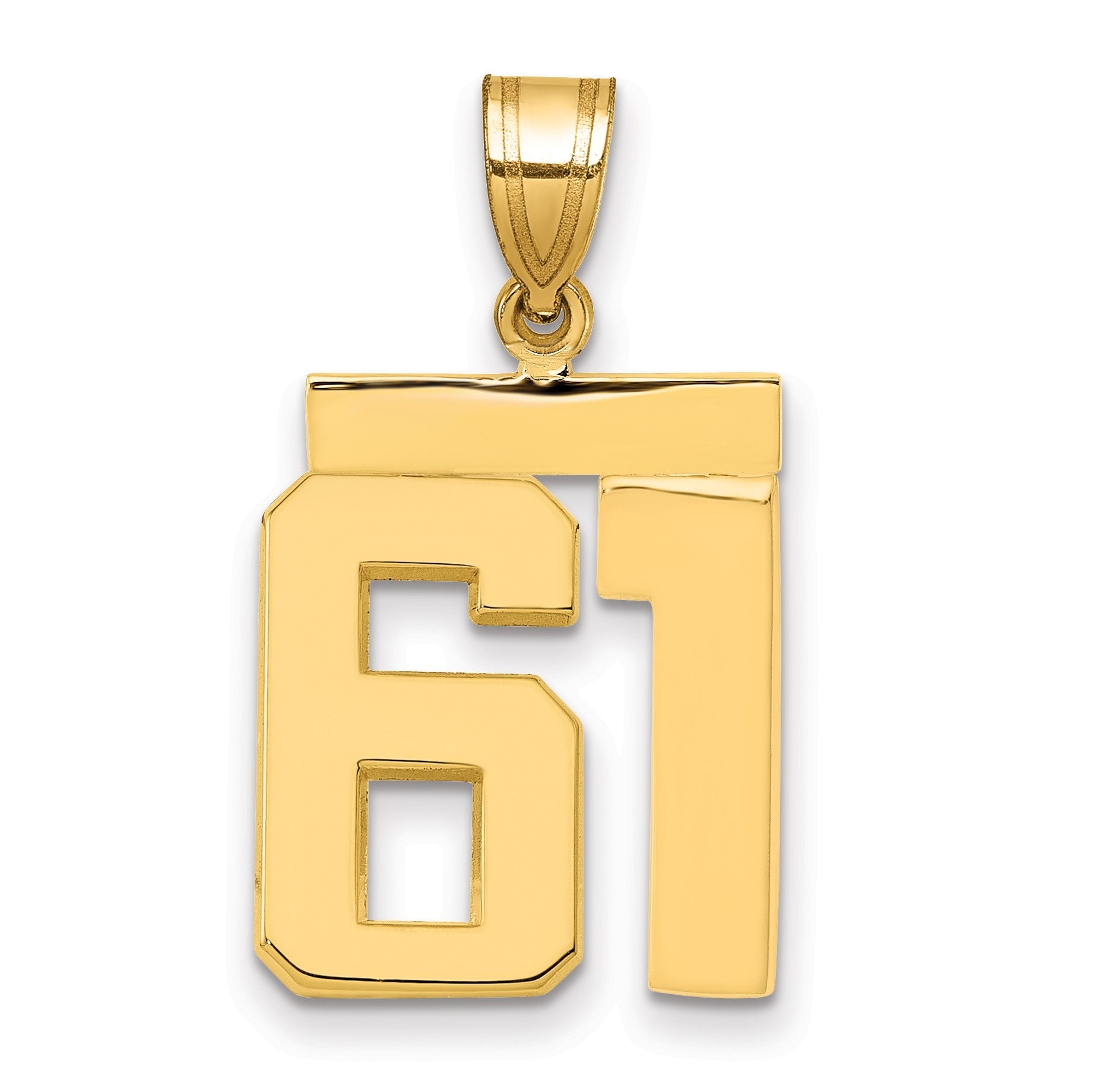 14K Gelbgold Mittelgroßer Polierter Charm Zahl 61