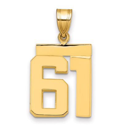 14K Gelbgold Mittelgroßer Polierter Charm Zahl 61