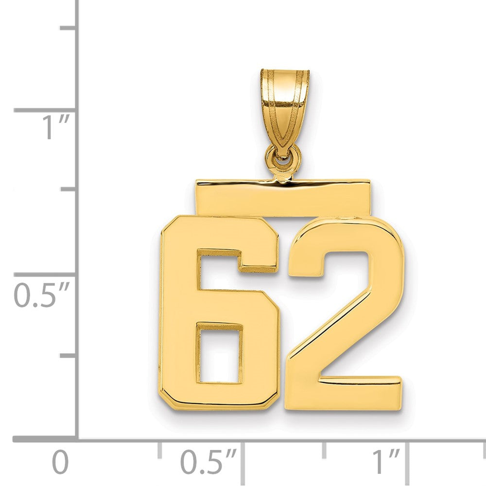 14K Gelbgold Charm „Zahl 62“, mittelgroß, poliert