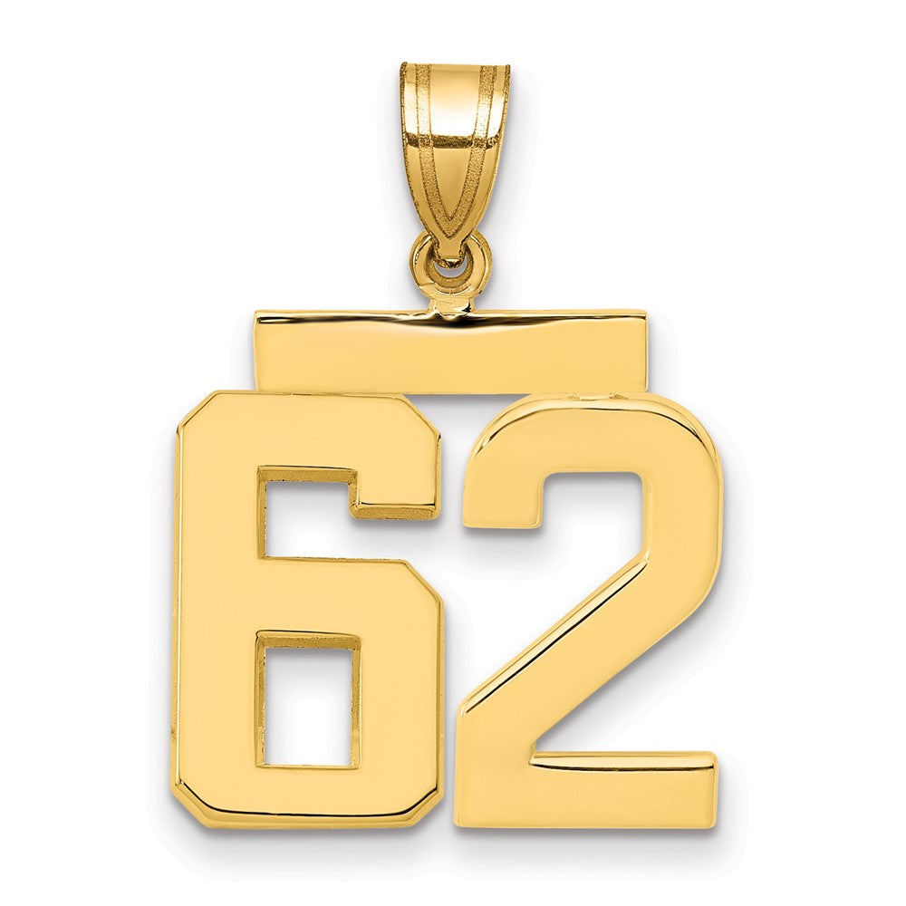 14K Gelbgold Charm „Zahl 62“, mittelgroß, poliert