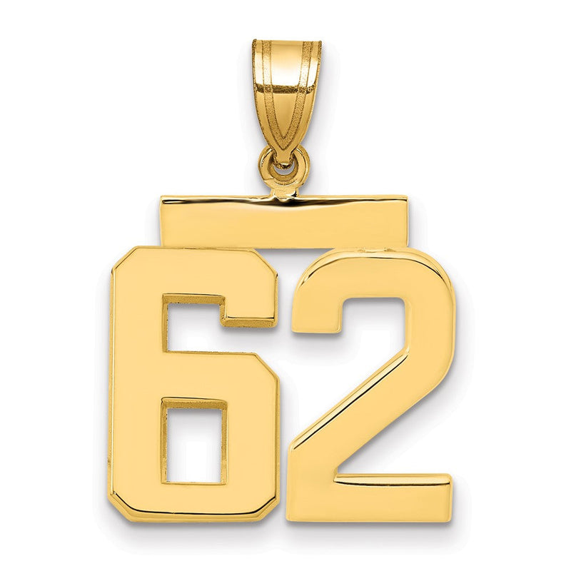 14K Gelbgold Charm „Zahl 62“, mittelgroß, poliert