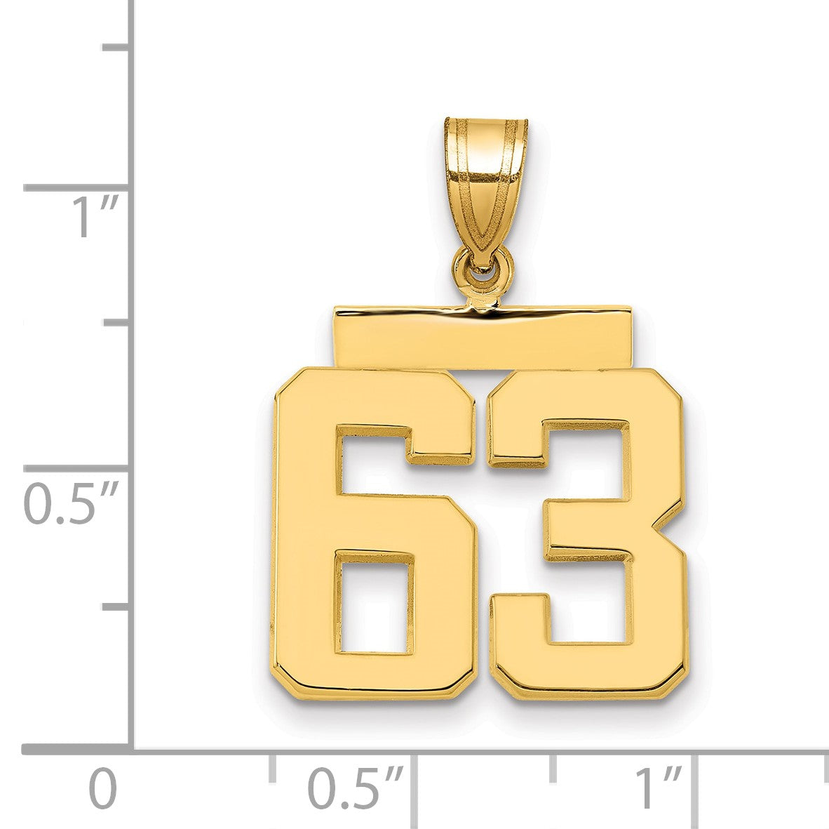 14K Gelbgold Mittelgroßer Polierter Zahl-63-Charm
