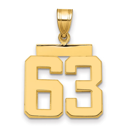 14K Gelbgold Mittelgroßer Polierter Zahl-63-Charm