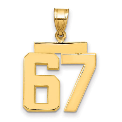 10K Gelbgold Mittel Poliert Zahl 67 Charm