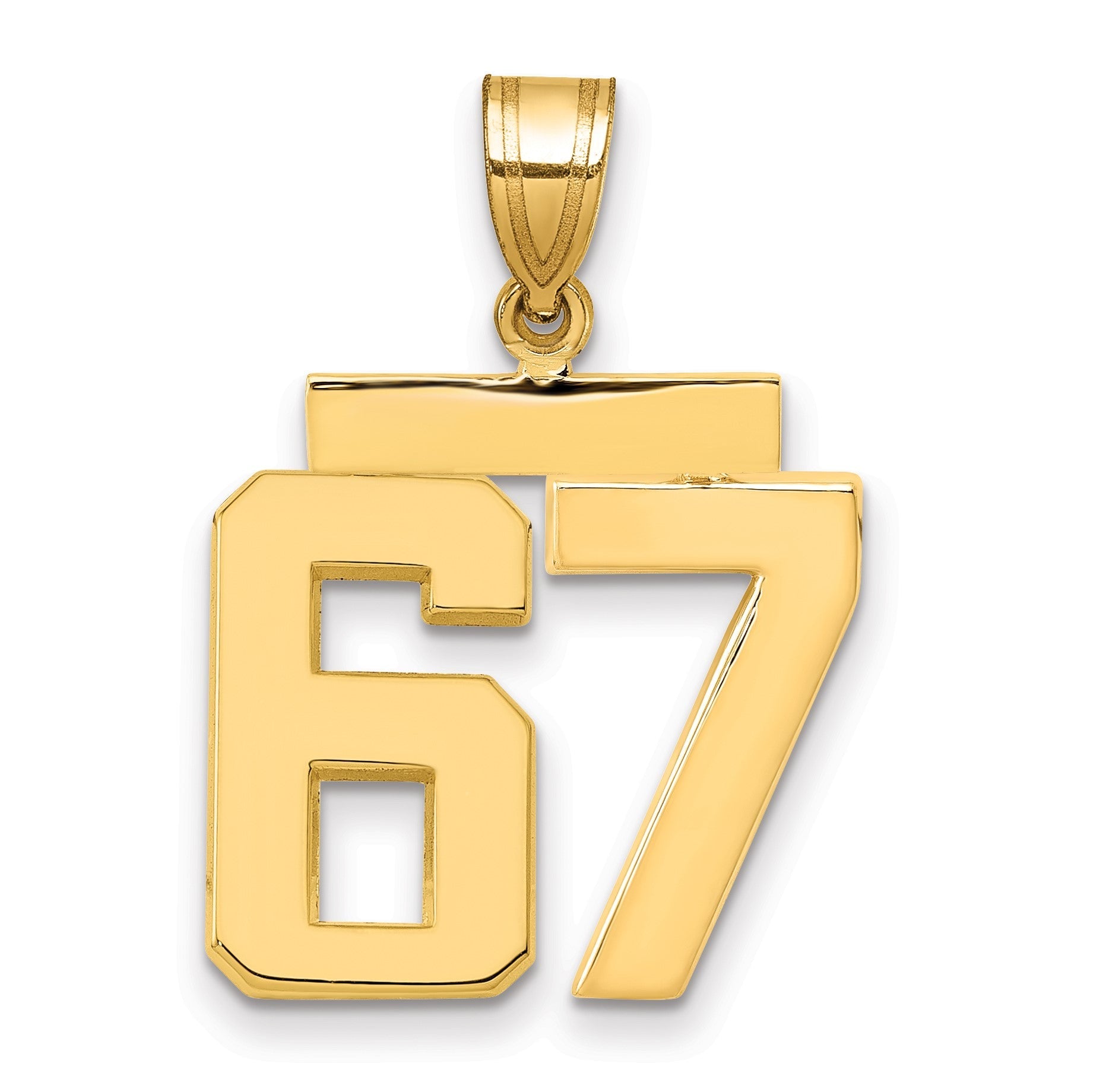 14K Gelbgold Charm „Zahl 67“, mittelgroß, poliert