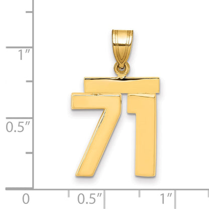 10K Gelbgold Mittel Poliert Zahl 71 Charm