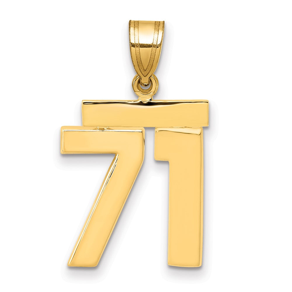 10K Gelbgold Mittel Poliert Zahl 71 Charm