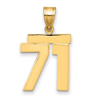 10K Gelbgold Mittel Poliert Zahl 71 Charm