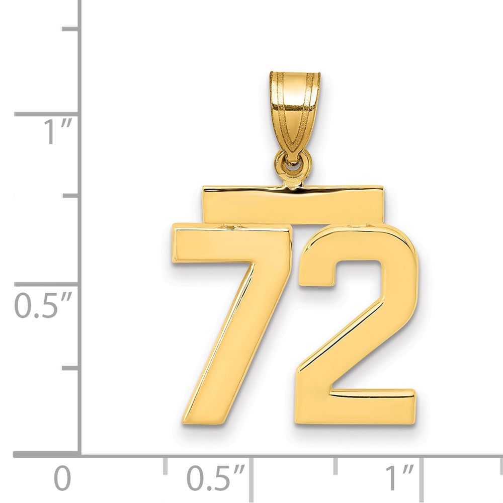 10K Gelbgold Mittel Poliert Zahl 72 Charm