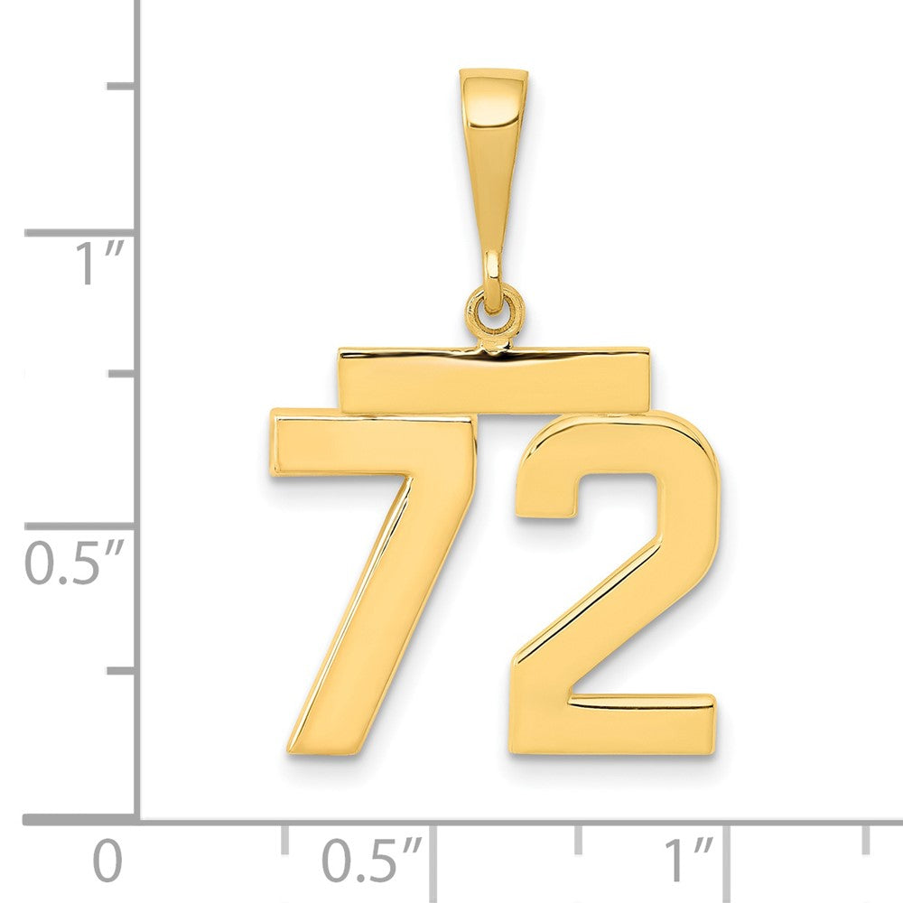 14K Gelbgold Charm „Zahl 72“, mittelgroß, poliert