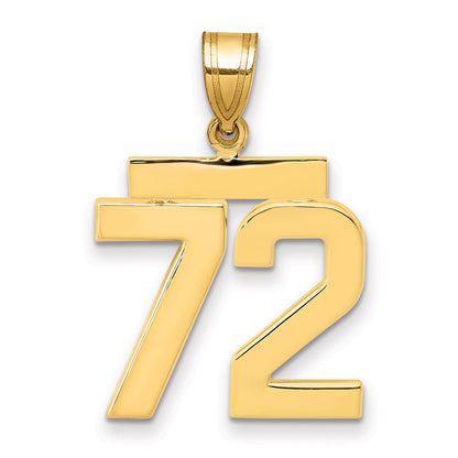 10K Gelbgold Mittel Poliert Zahl 72 Charm