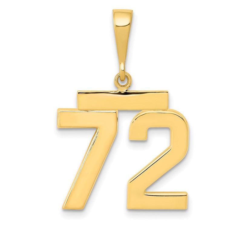 14K Gelbgold Charm „Zahl 72“, mittelgroß, poliert