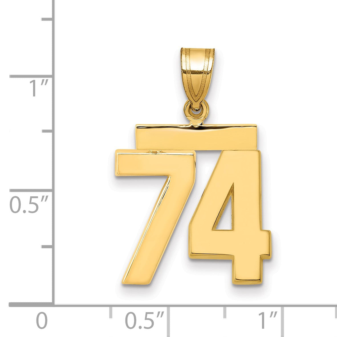 14K Gelbgold Charm „Zahl 74", mittelgroß, poliert