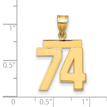 14K Gelbgold Charm „Zahl 74", mittelgroß, poliert