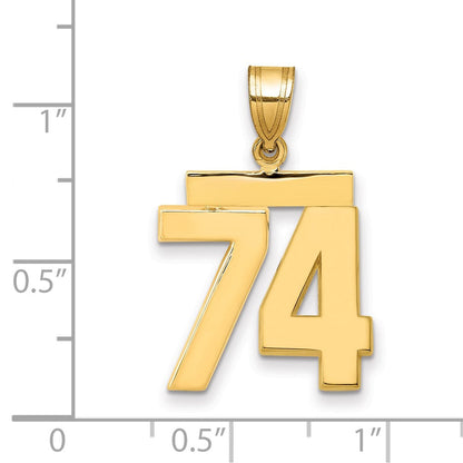 14K Gelbgold Charm „Zahl 74", mittelgroß, poliert