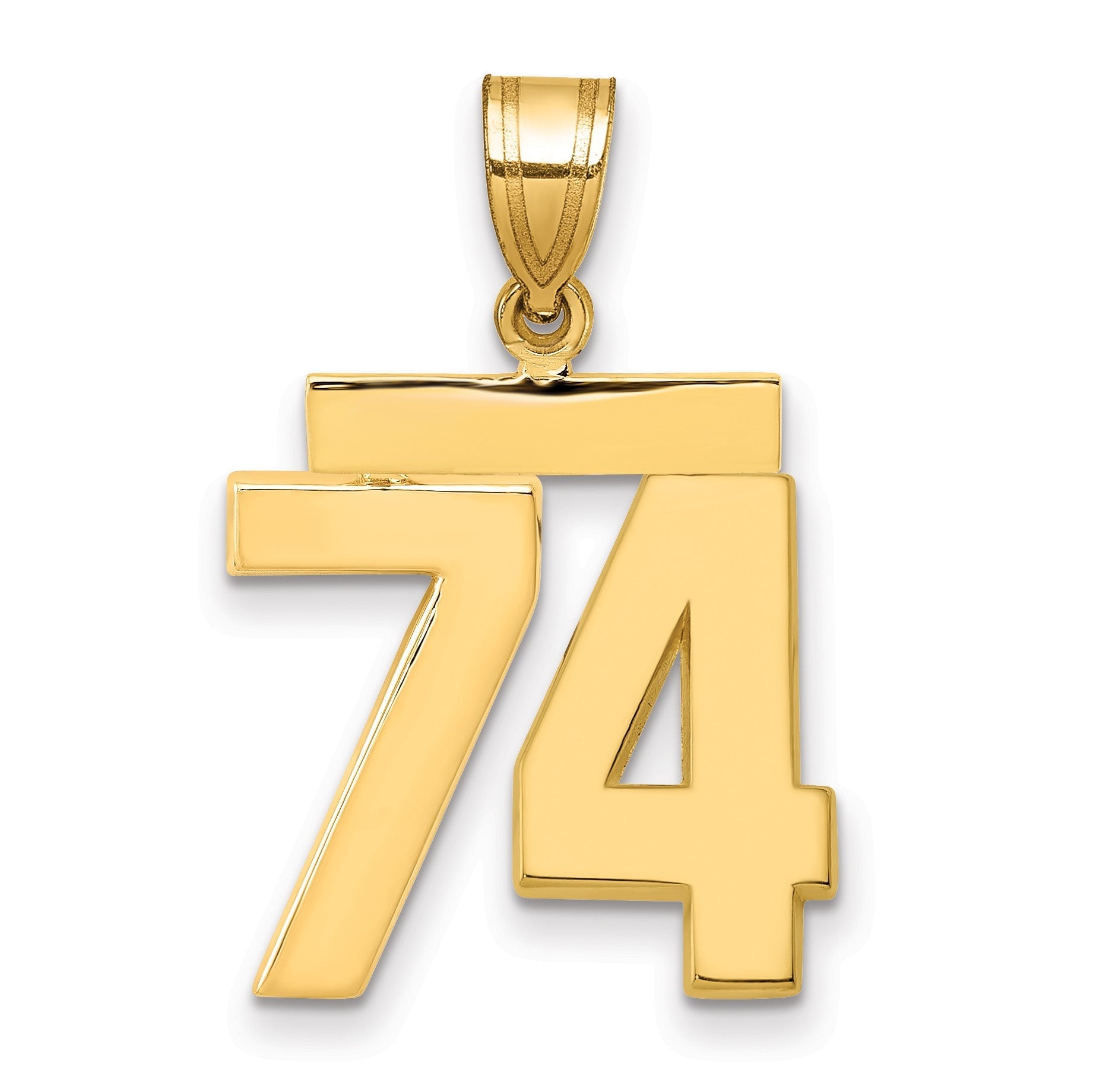 14K Gelbgold Charm „Zahl 74", mittelgroß, poliert