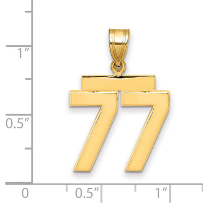 10K Gelbgold Mittel Poliert Zahl 77 Charm