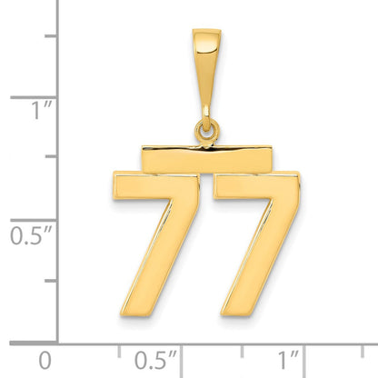14K Gelbgold Charm „Nummer 77", mittelgroß, poliert