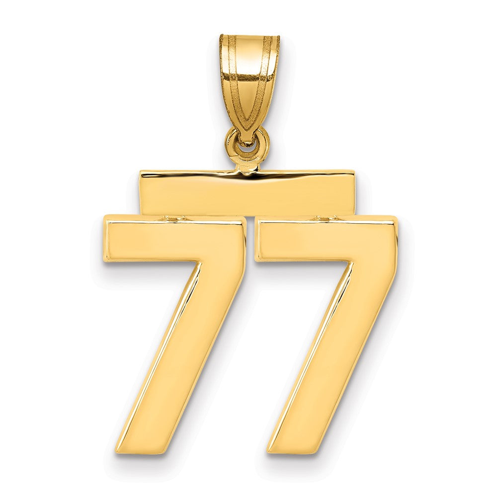 10K Gelbgold Mittel Poliert Zahl 77 Charm