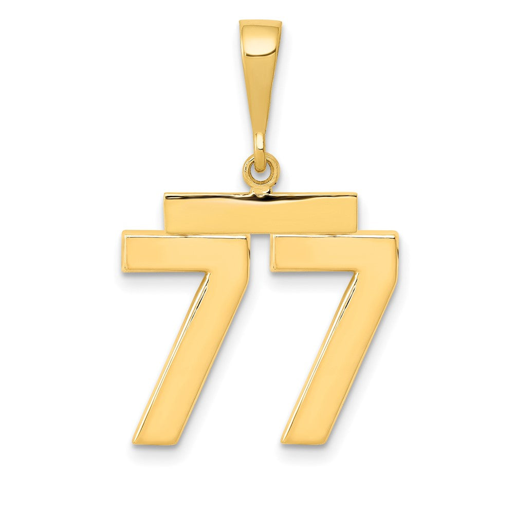 14K Gelbgold Charm „Nummer 77", mittelgroß, poliert
