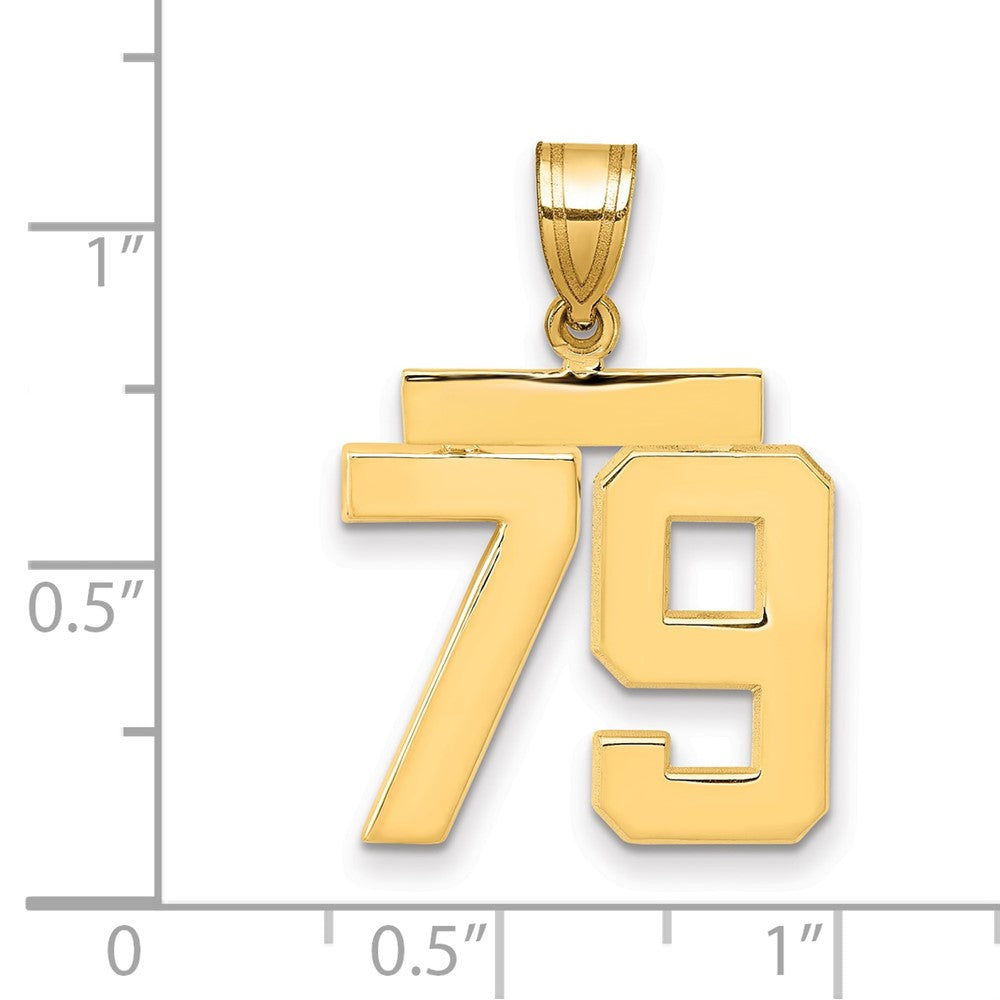 10K Gelbgold Mittel Poliert Zahl 79 Charm