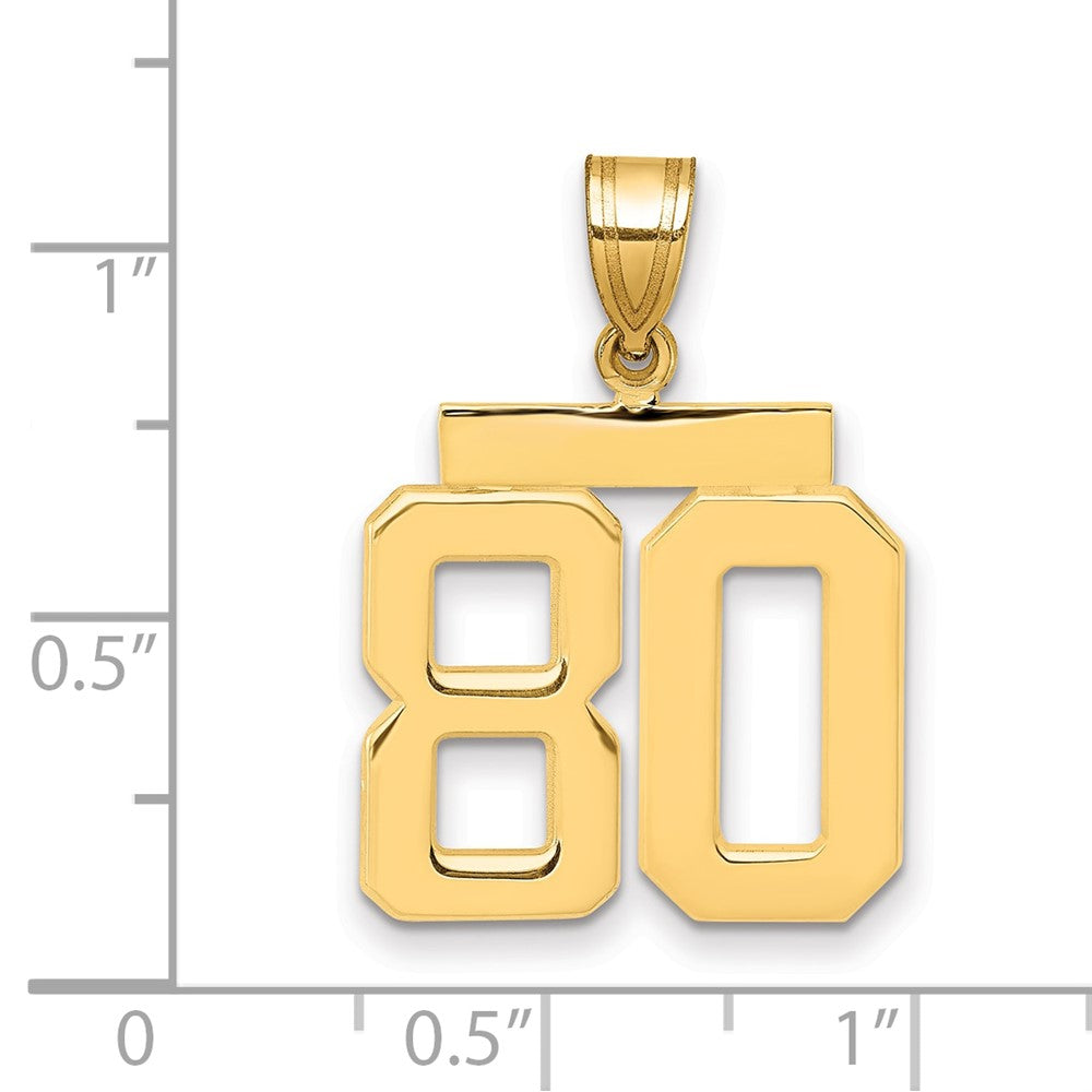 14K Gelbgold Zahl-80-Charm, mittelgroß, poliert