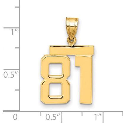 10K Gelbgold Mittel Poliert Zahl 81 Charm