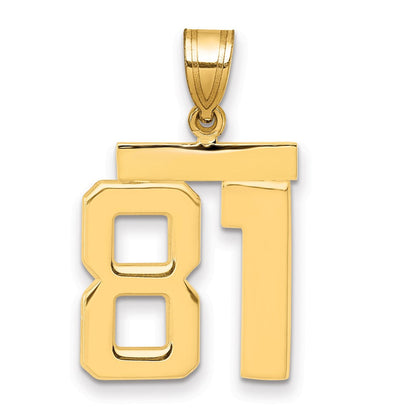 10K Gelbgold Mittel Poliert Zahl 81 Charm
