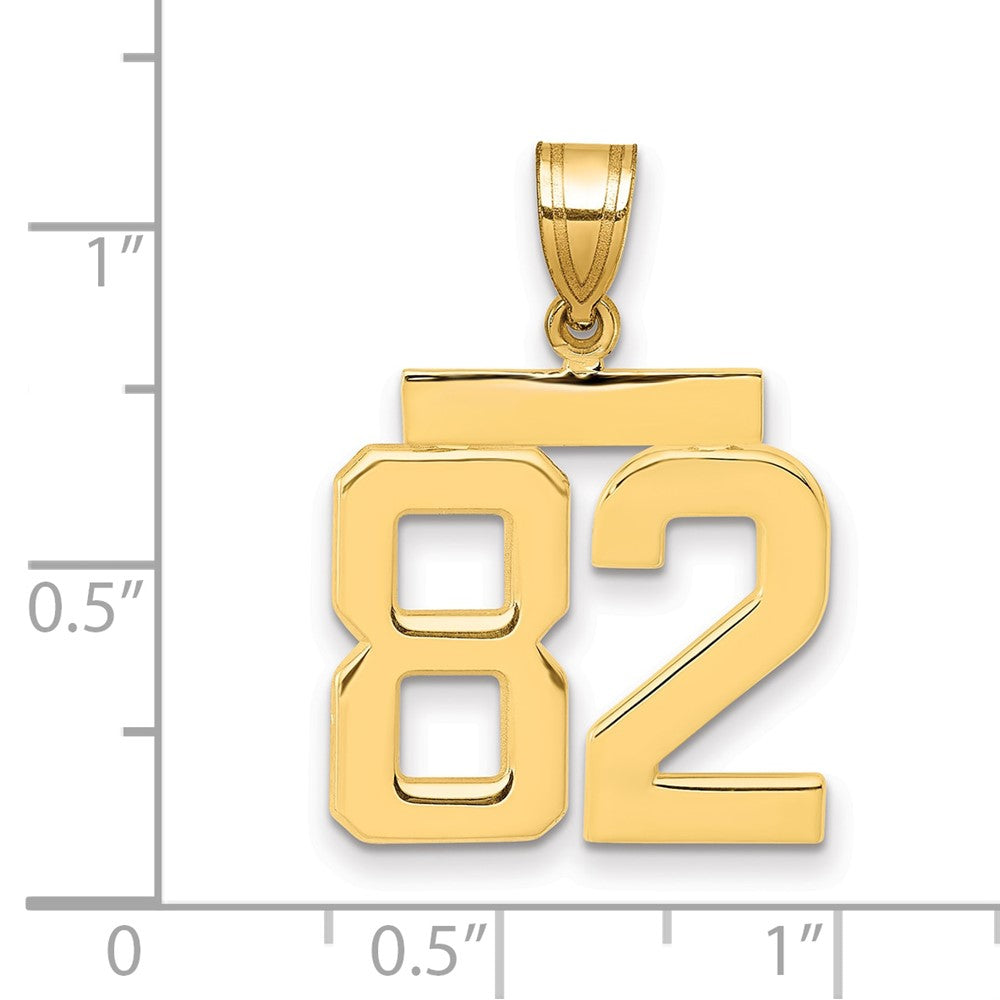 14K Gelbgold Nummer-82-Charm, mittelgroß, poliert