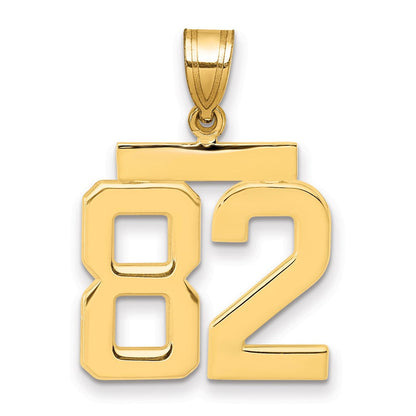 14K Gelbgold Nummer-82-Charm, mittelgroß, poliert