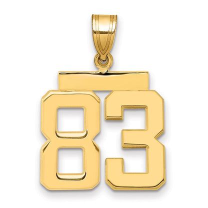 14K Gelbgold Mittelgroßer Polierter Nummer-83-Charm