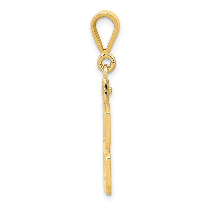 585 Gelbgold Medium Polierter Zahl-88-Charm