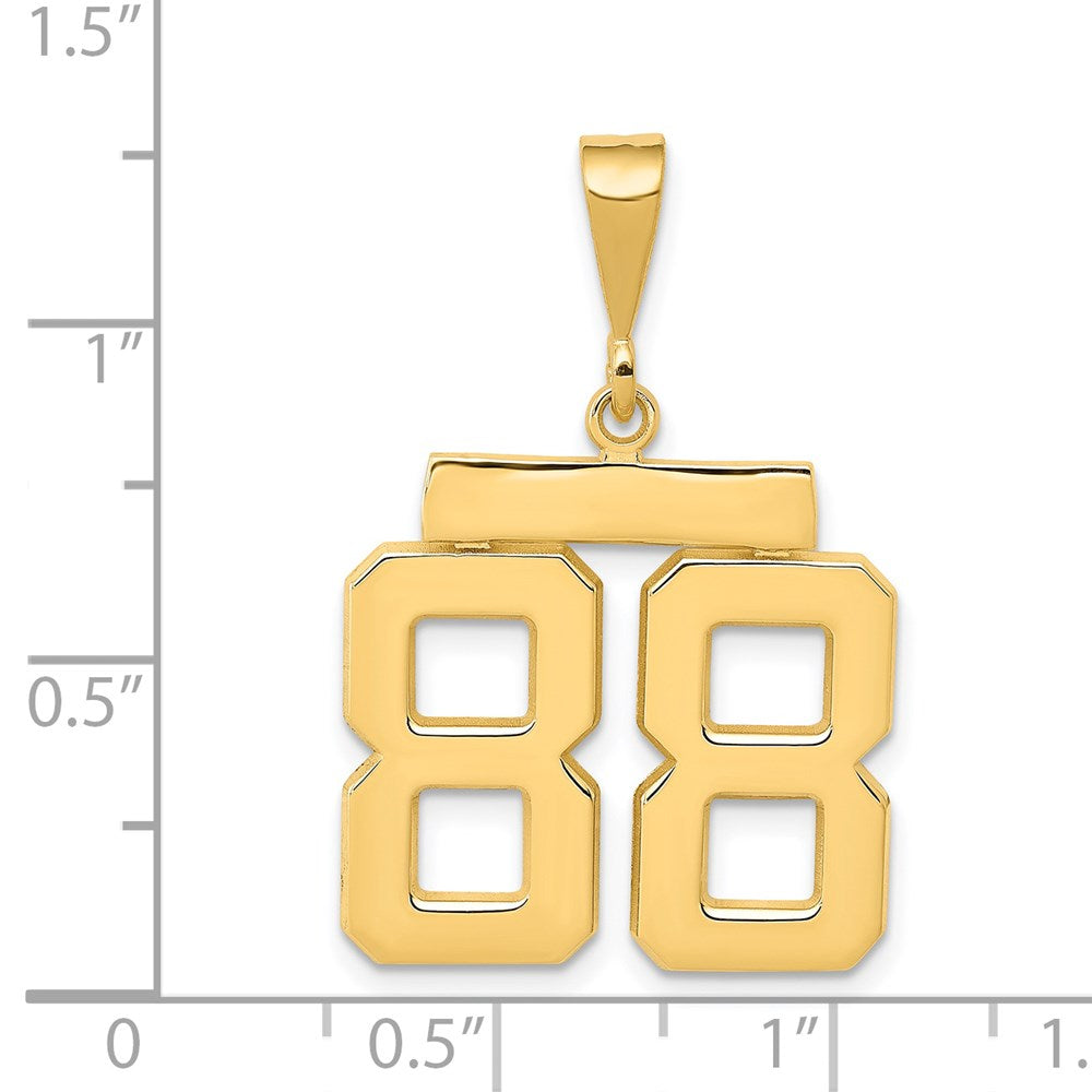 585 Gelbgold Medium Polierter Zahl-88-Charm