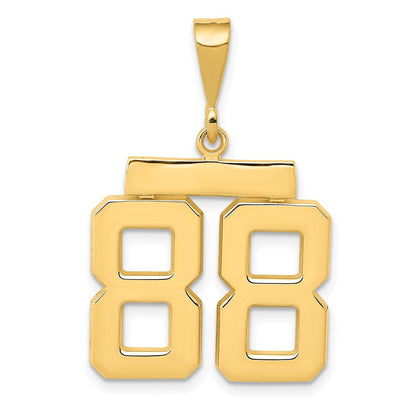 585 Gelbgold Medium Polierter Zahl-88-Charm
