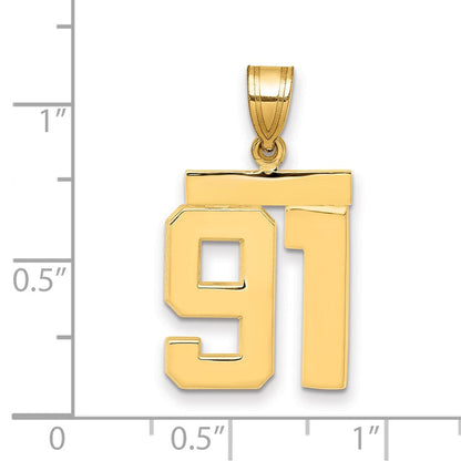 10K Gelbgold Mittel Poliert Zahl 91 Charm