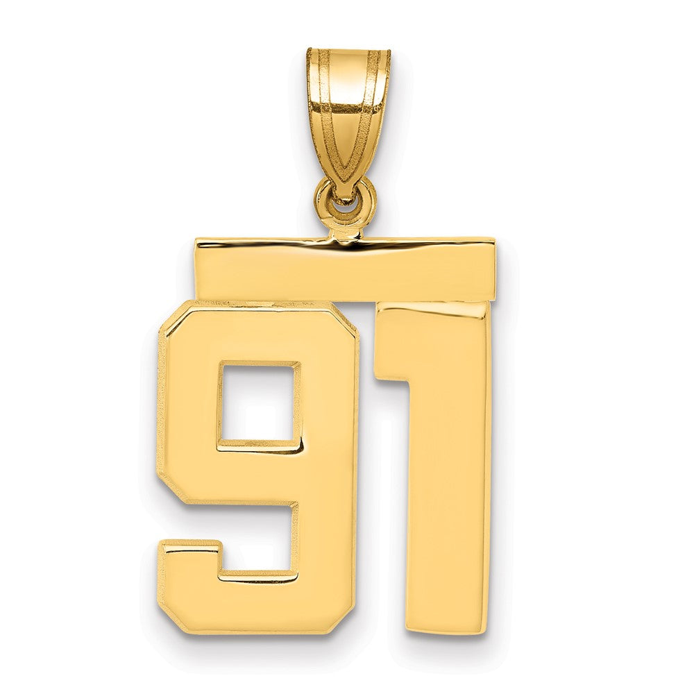 10K Gelbgold Mittel Poliert Zahl 91 Charm