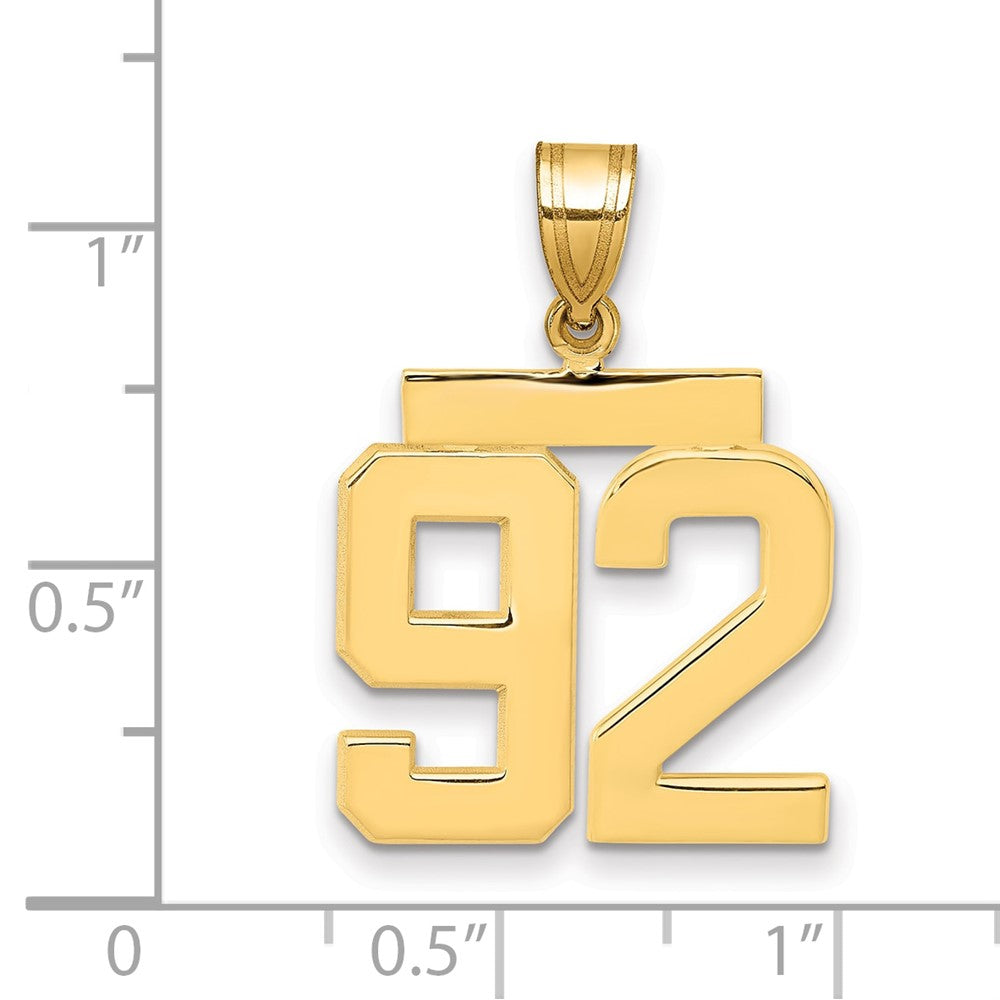 14K Gelbgold Charm „Nummer 92", mittelgroß, poliert